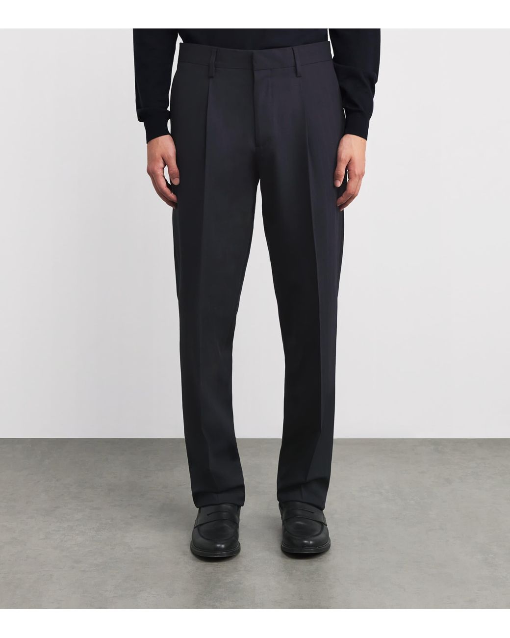 Lardini Blue Wool-Blend Pleated Straight Trousers for men