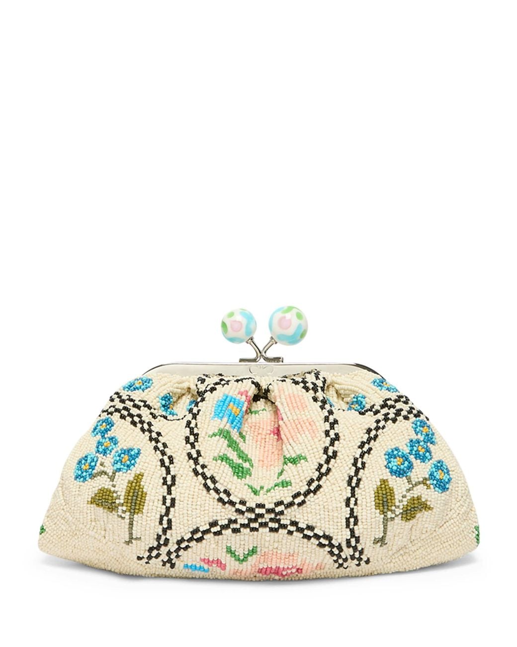 Weekend by Maxmara Metallic Cotton Beaded Clutch Bag