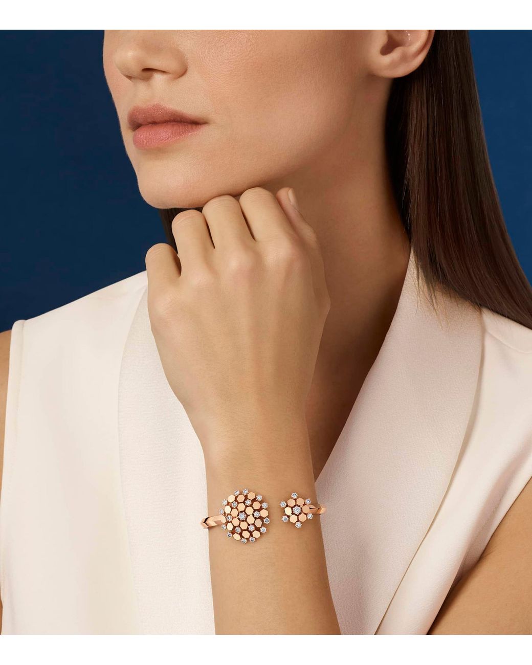 Chaumet White And Diamond Bee De Bangle