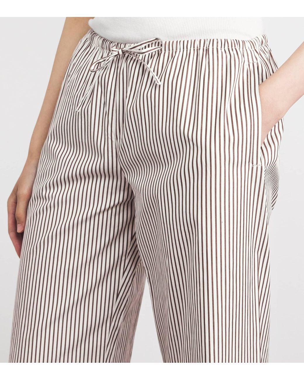 Suzie Kondi Gray Cotton Stripe Pan Trousers