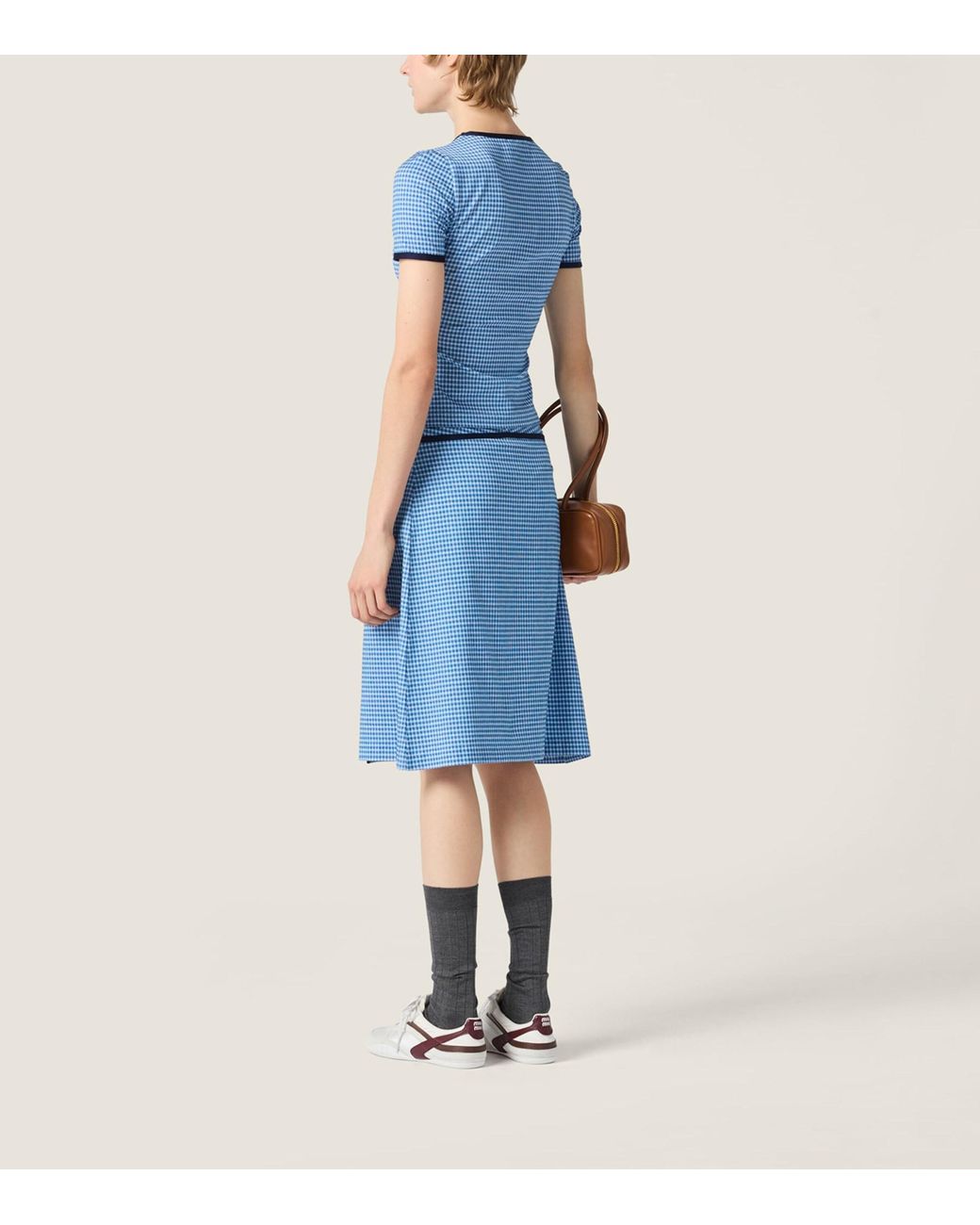 Miu Miu Blue Jersey Wrap-Around Mini Skirt