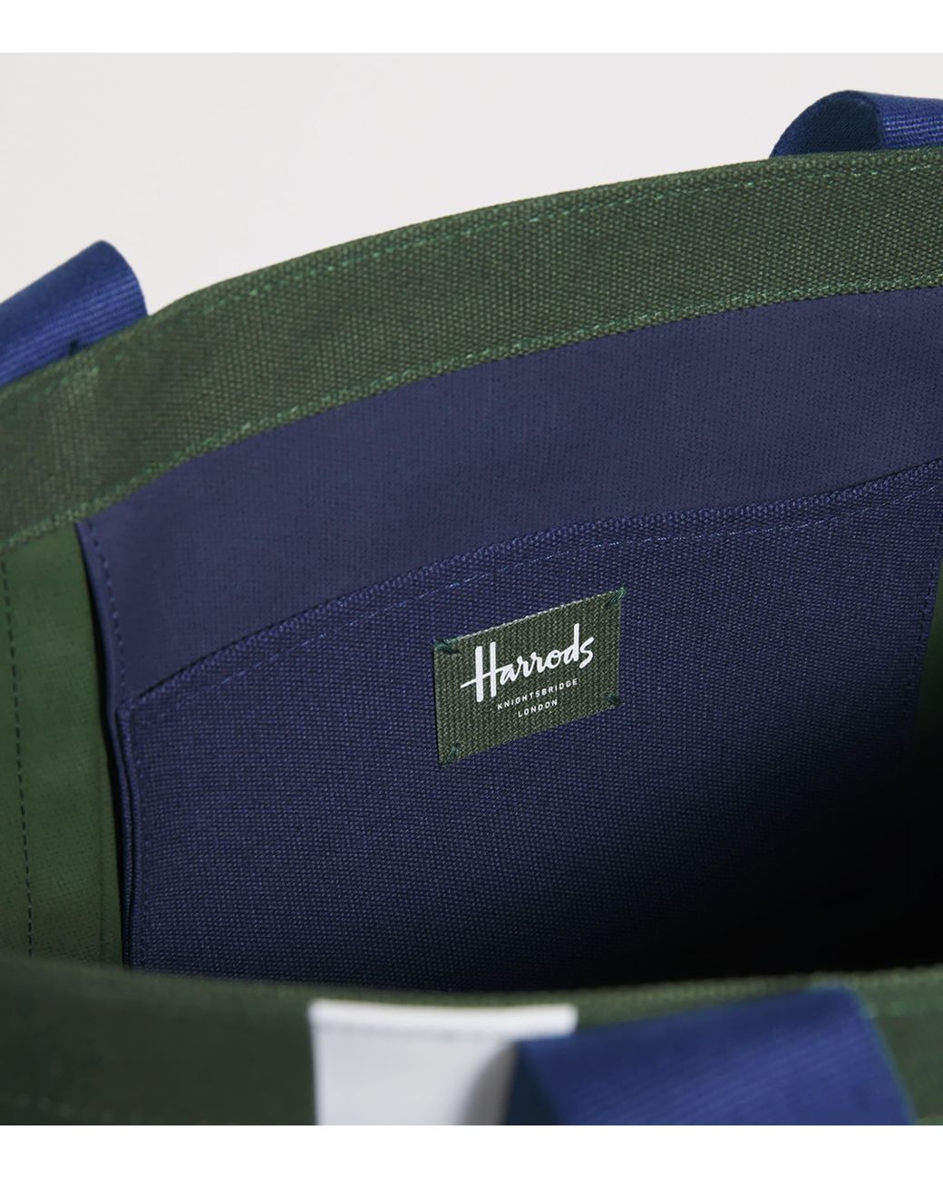 Harrods Green Medium Cotton Logo Tote Bag