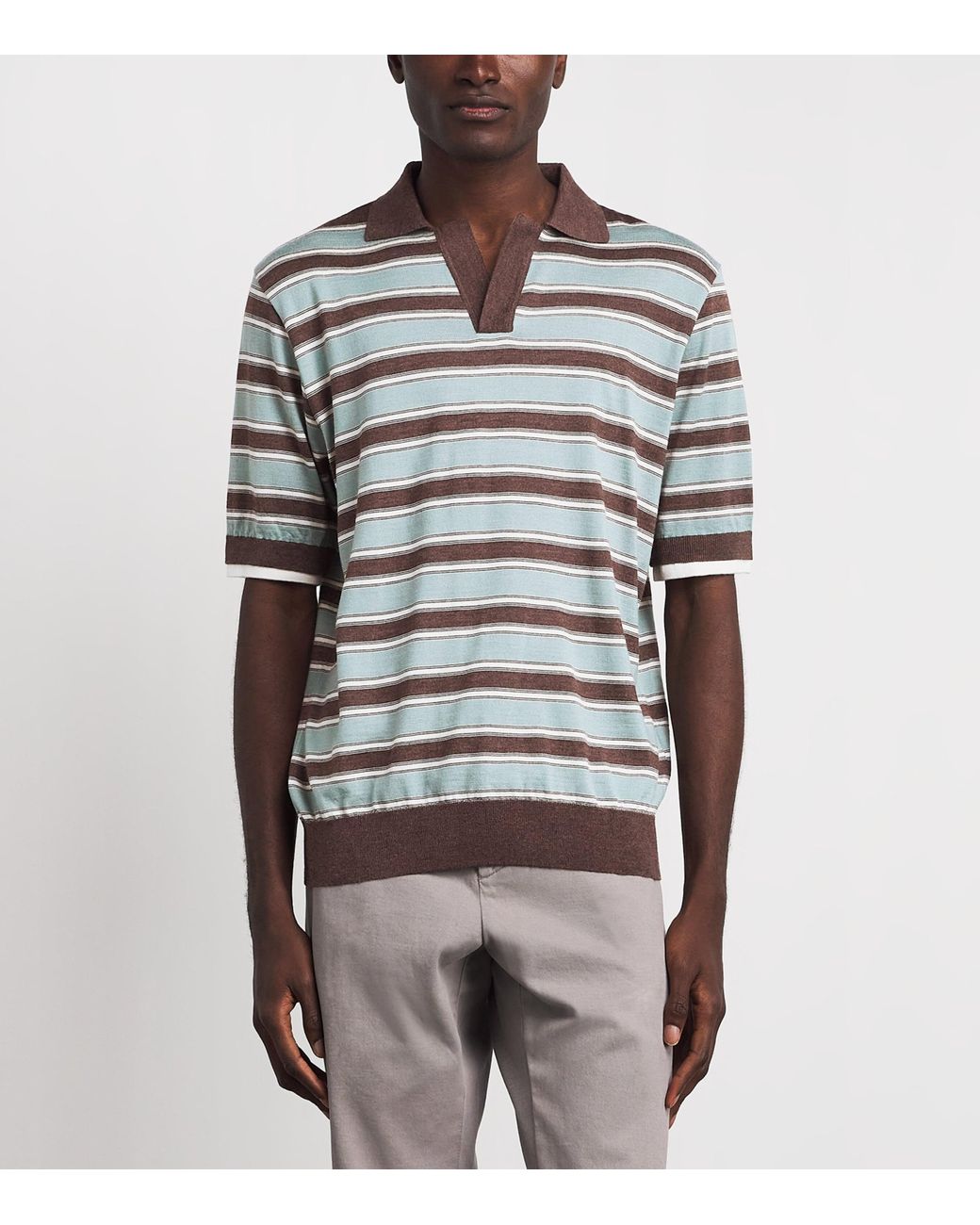 Paul & Shark Multicolor Virgin Wool-Silk Stripe Polo Shirt for men
