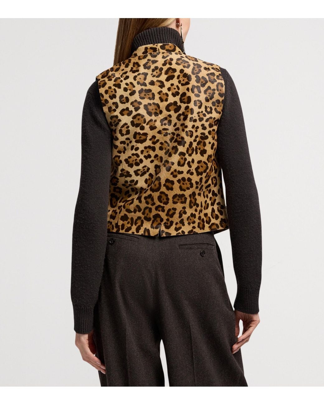 Ralph Lauren Metallic Leather Leopard Waistcoat
