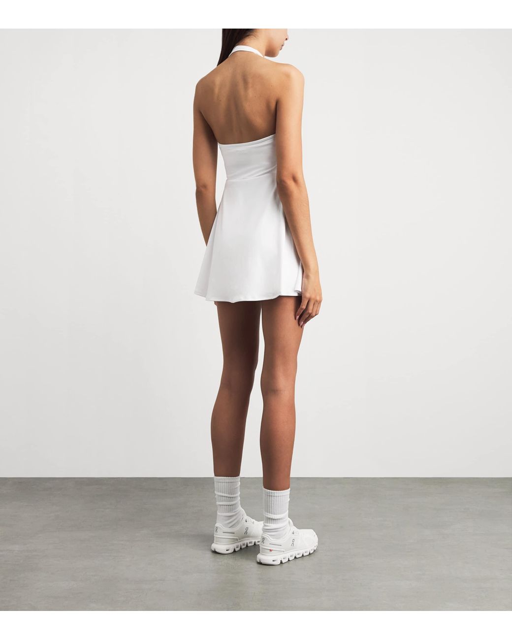 vuori White Halterneck Tiebreak Mini Dress