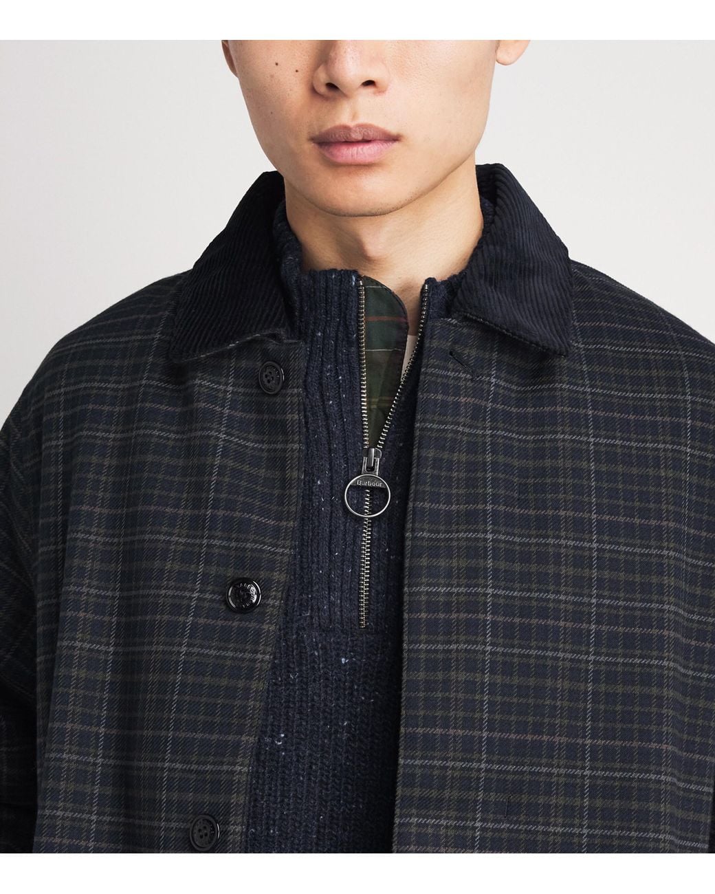 Barbour Blue Wool-Blend Essentials Fleck Quarter-Zip Sweater for men