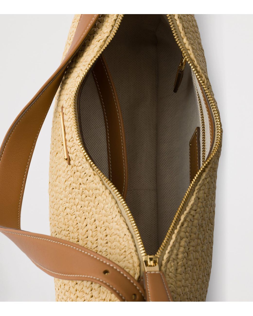 Prada Brown Large Crochet And Leather Aimée Shoulder Bag