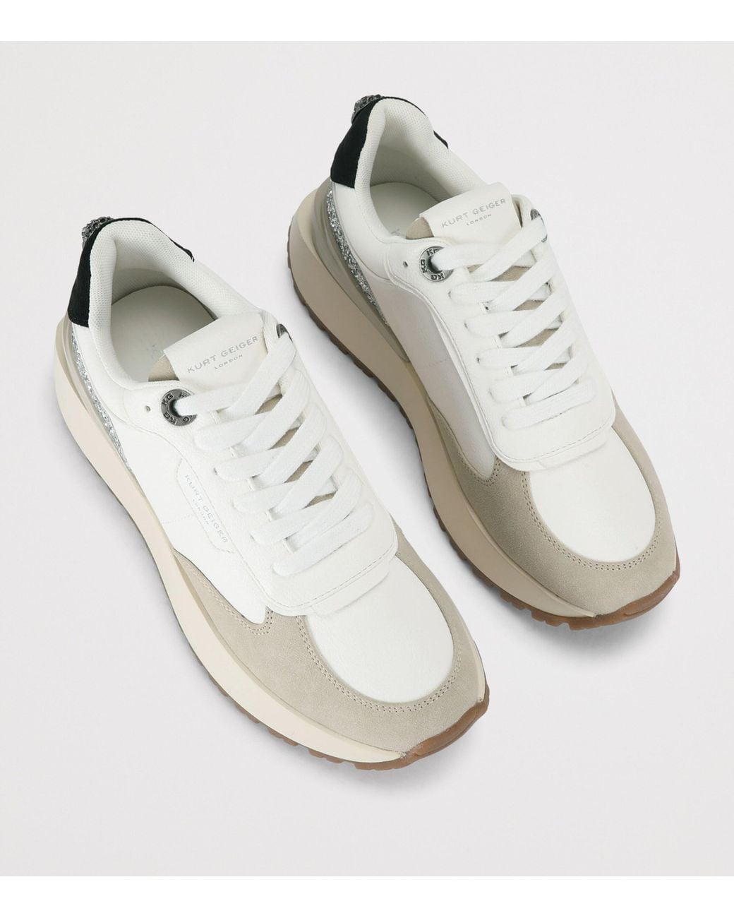 Kurt Geiger White Leather-Suede Metro Sneakers