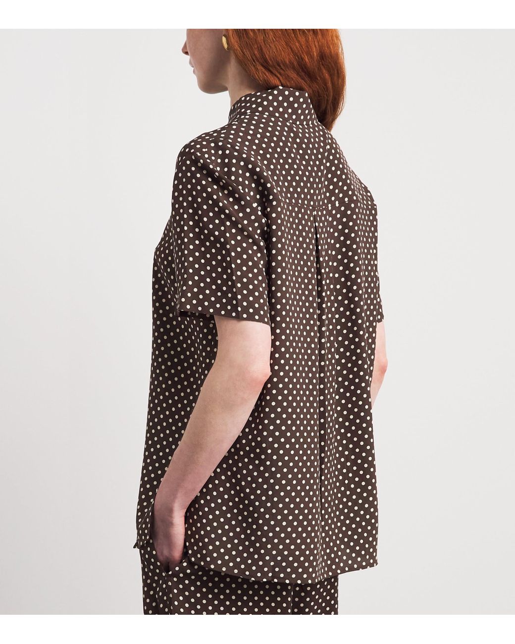 Matteau Brown Silk Polka Dot Shirt