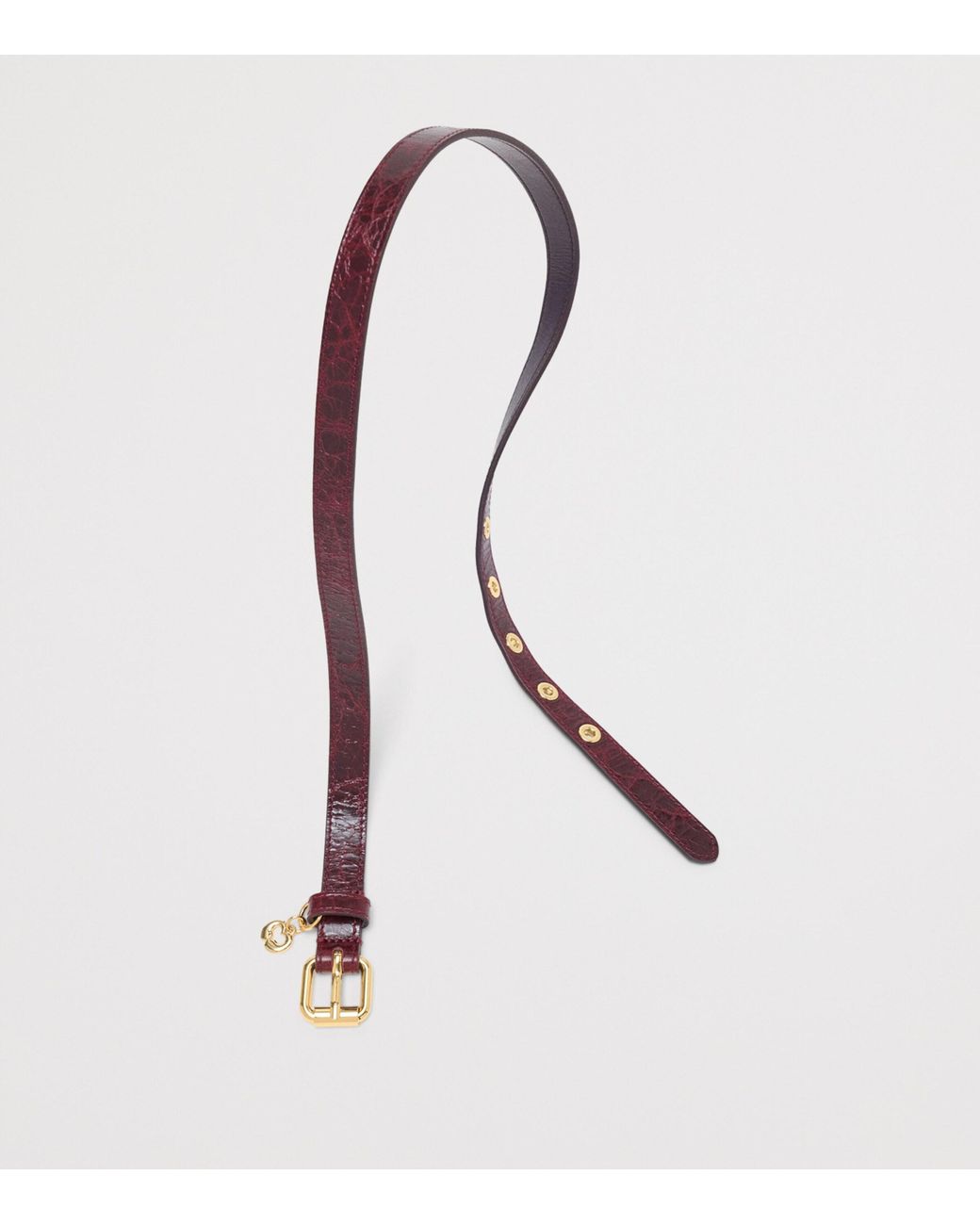 Maje White Leather Eyelet Slim Belt