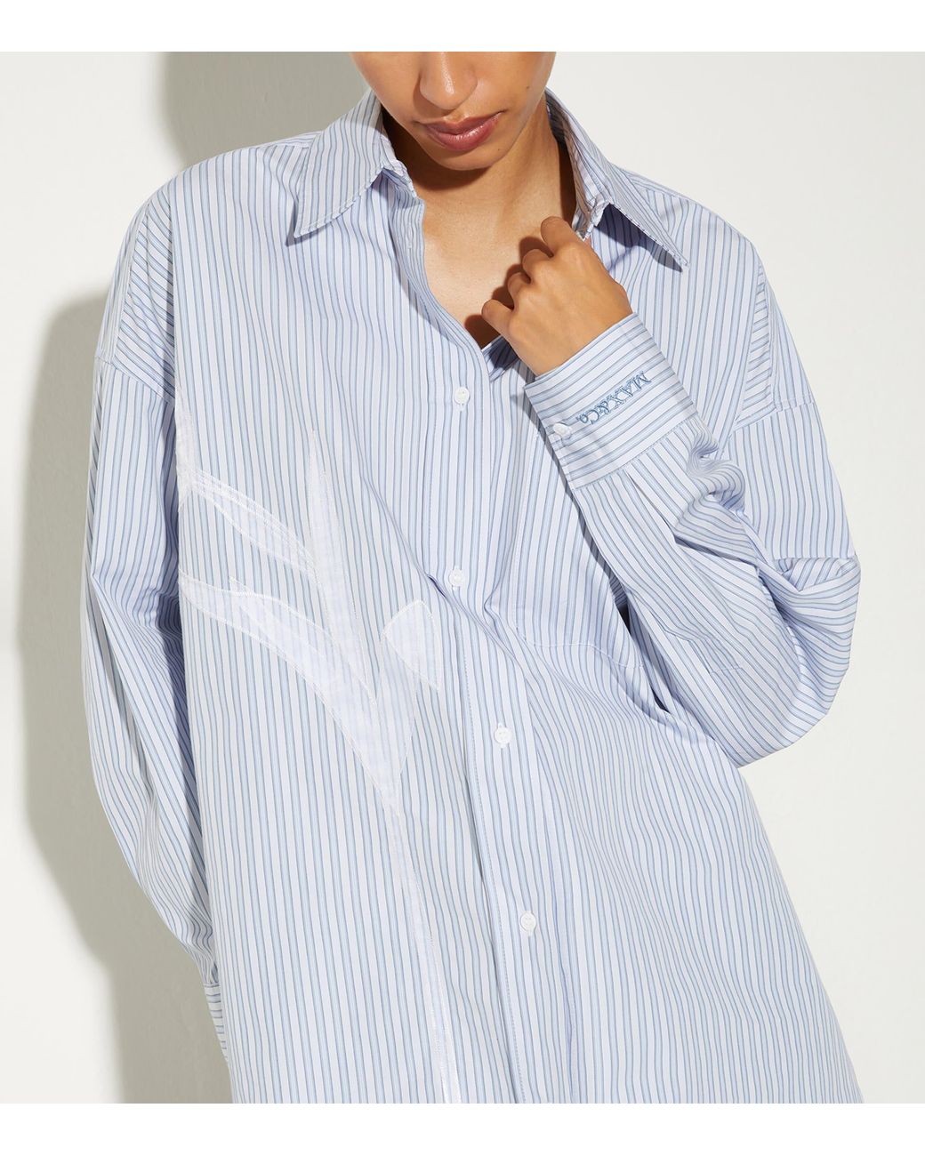 MAX&Co. Blue Oversized Embroidered Stripe Shirt