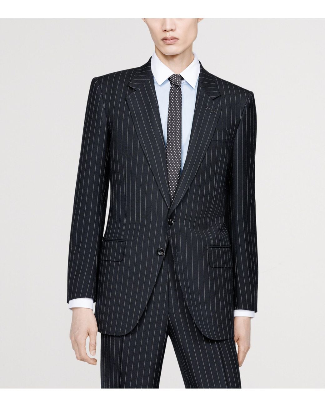 Tom Ford Blue Virgin-Wool Pinstripe Colbert Blazer for men