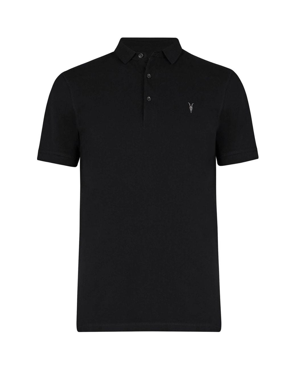 AllSaints Black Organic Cotton Reform Polo Shirt for men
