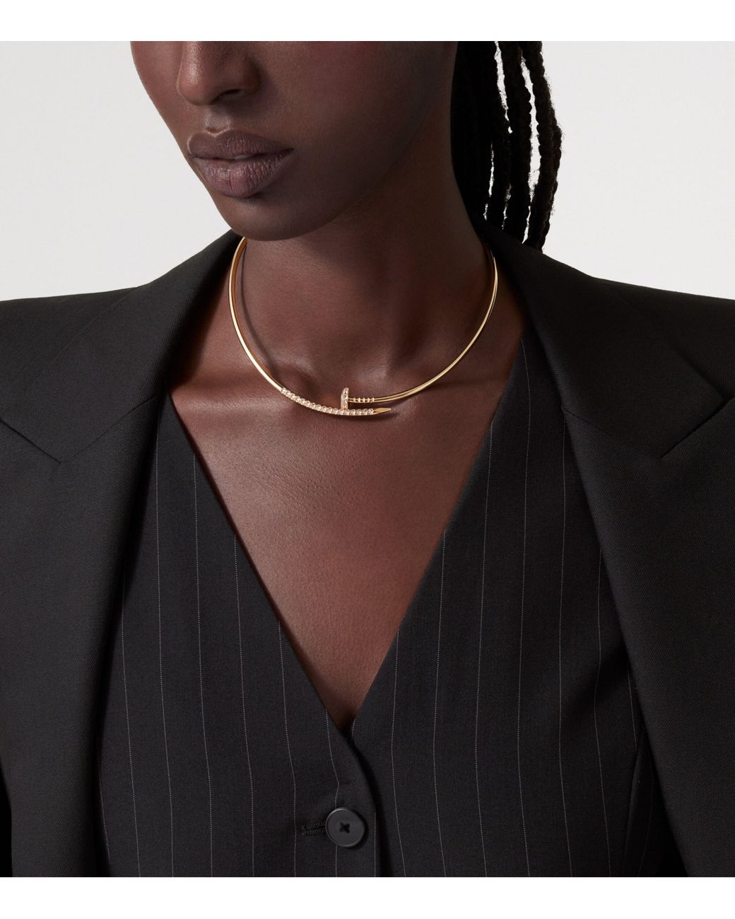 Cartier Metallic Small And Diamond Juste Un Clou Torque Necklace