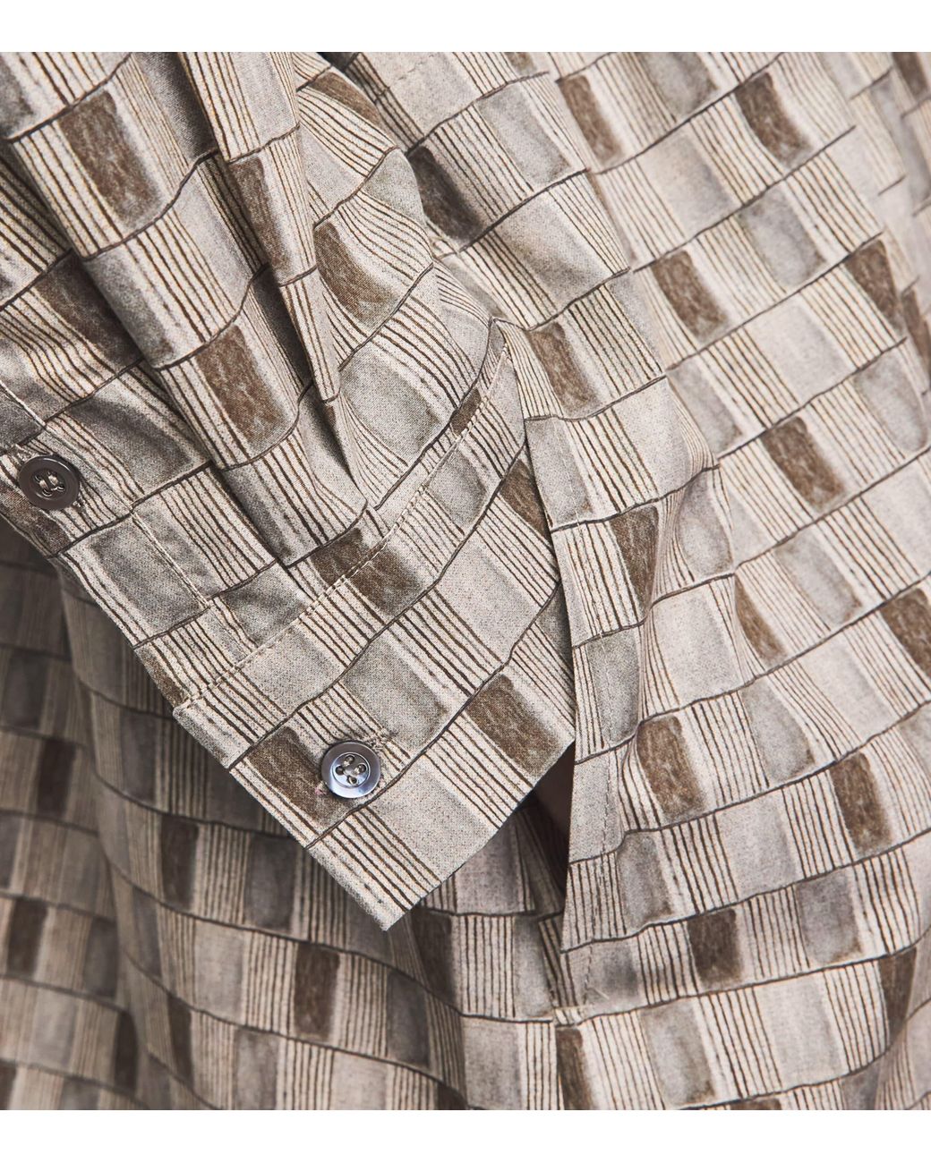 Eskandar Gray Geometric Print Midi Shirt Dress