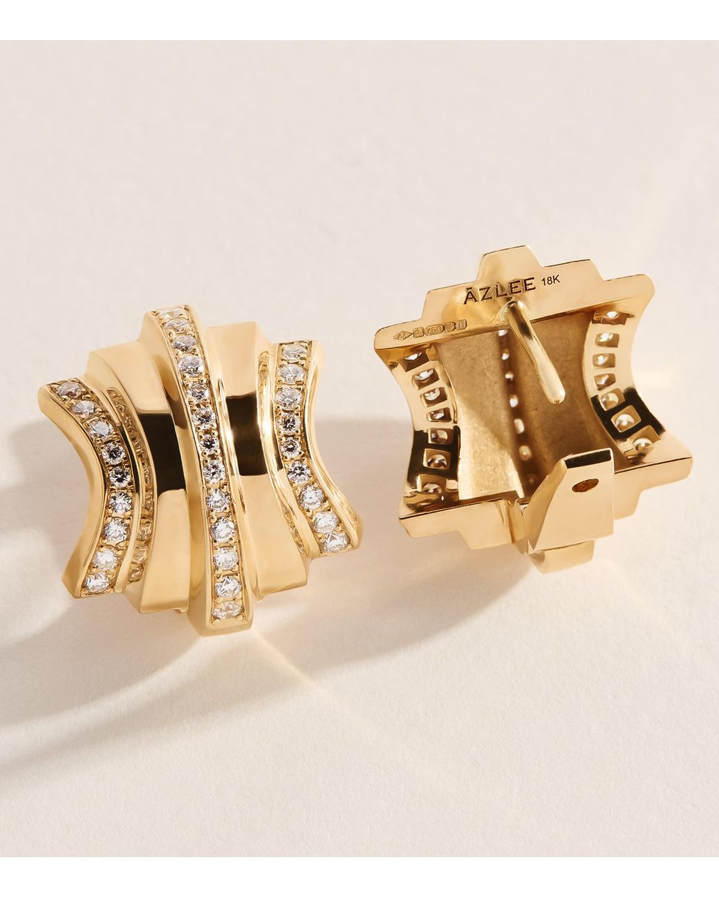 Azlee Metallic Large And Diamond Fluid Staircase Scattered Earrings