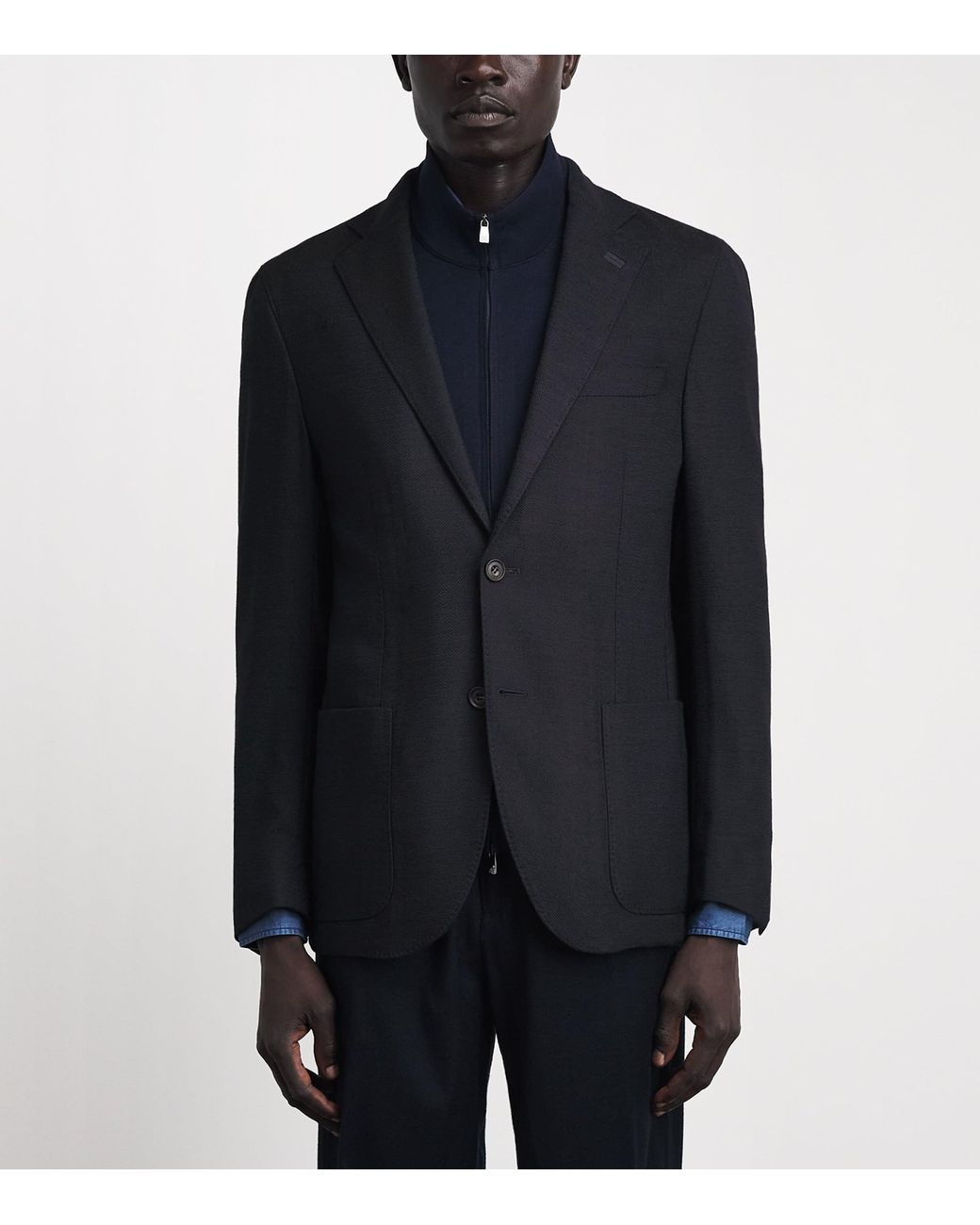 Corneliani Blue Stretch-Wool Detachable-Insert Blazer for men