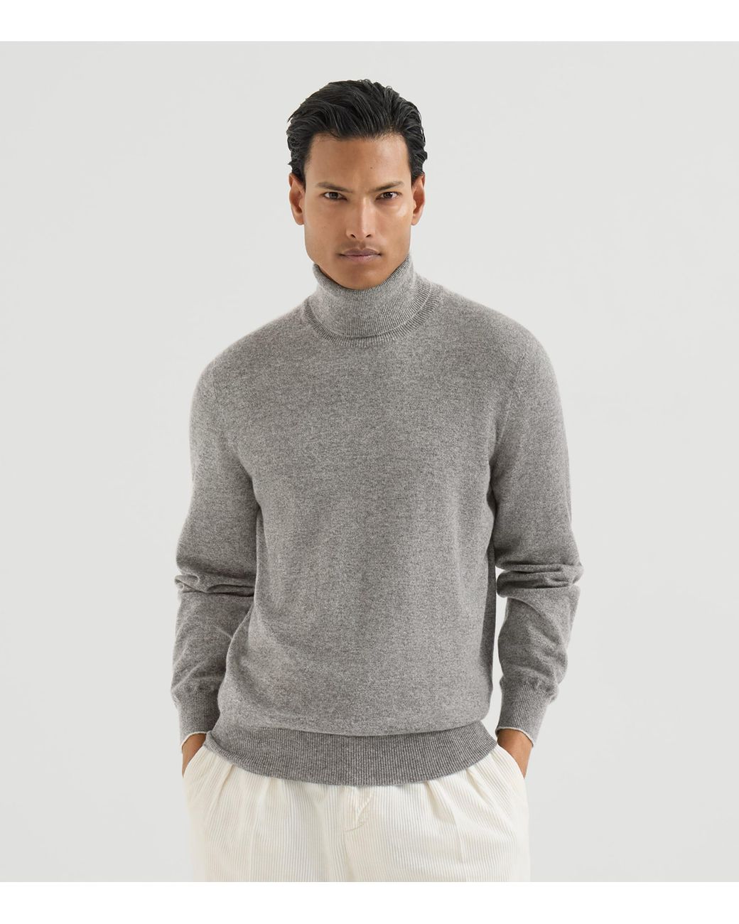 Brunello Cucinelli Gray Cashmere Rollneck Sweater for men