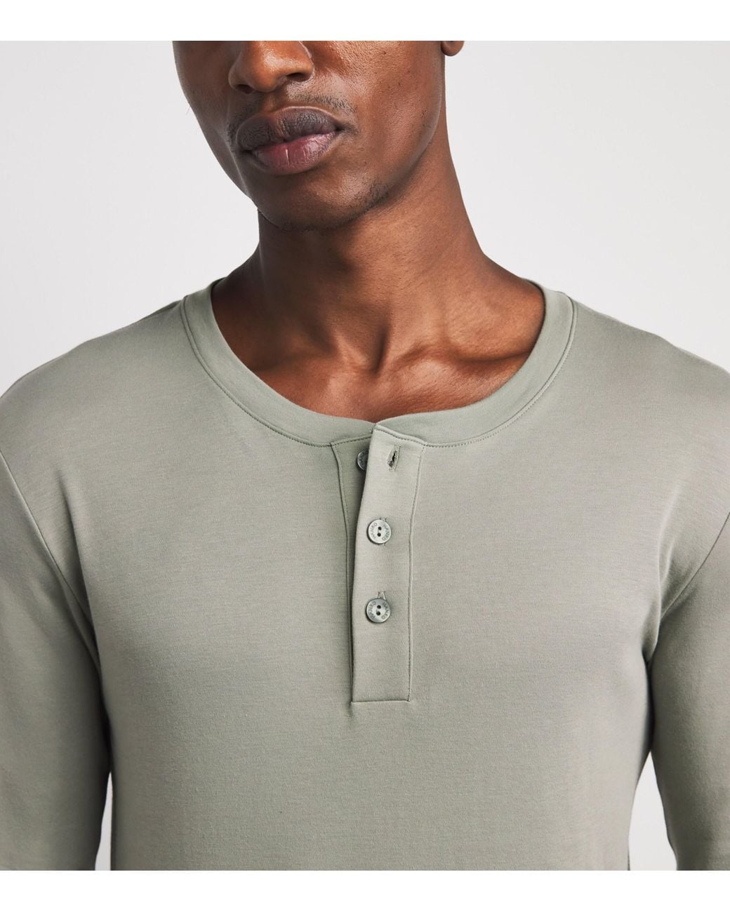 Hanro Gray Cotton Henley T-Shirt for men