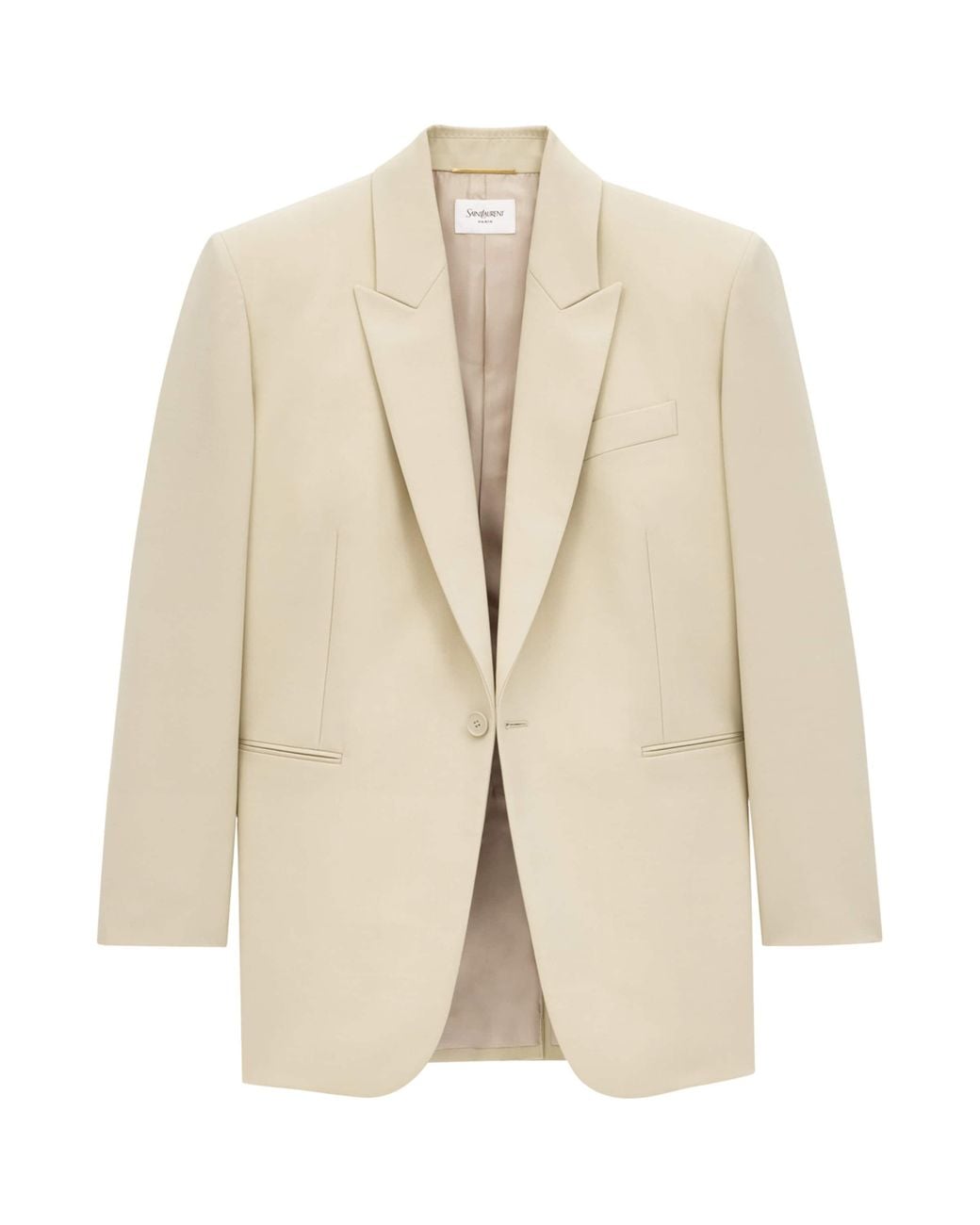 Saint Laurent Natural Virgin Wool Oversized Blazer
