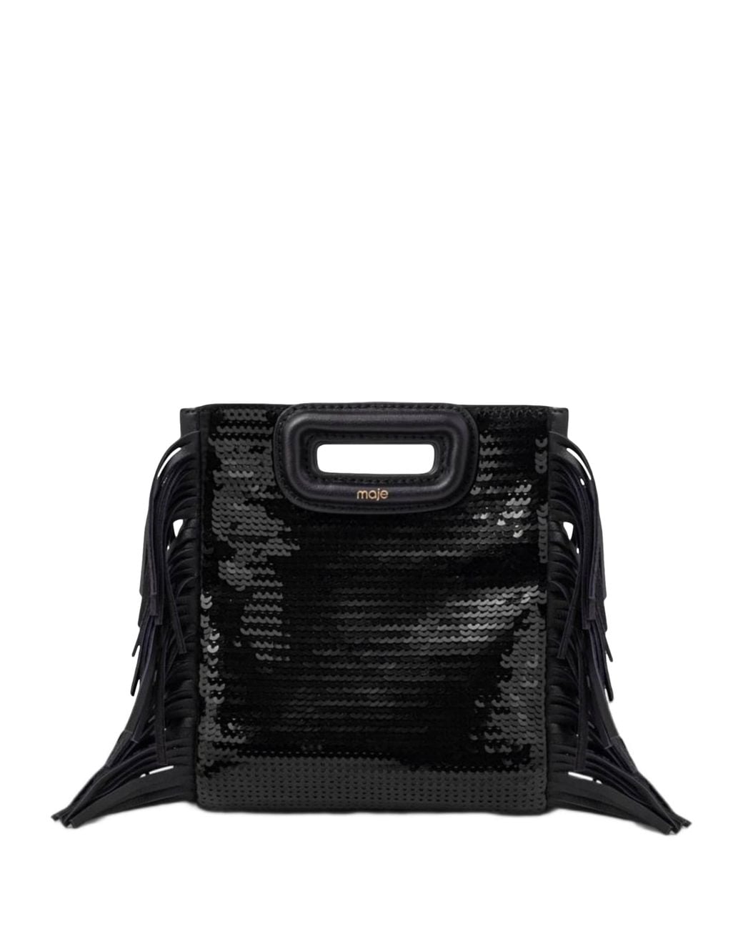 Maje Black Mini Sequin Fringed M Bag