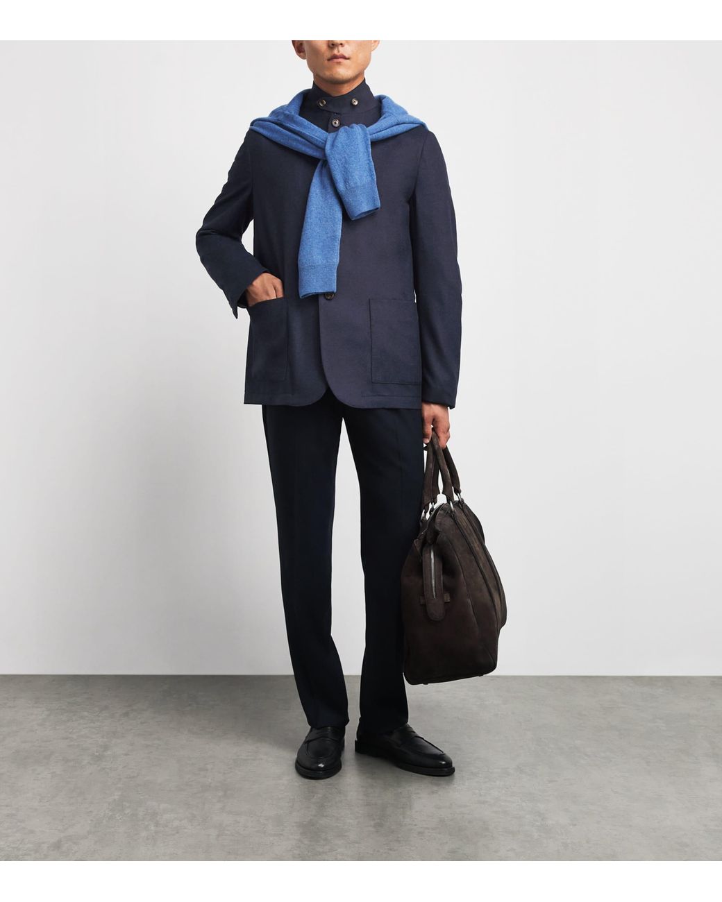 FIORONI CASHMERE Blue Virgin Wool Unstructured Blazer for men