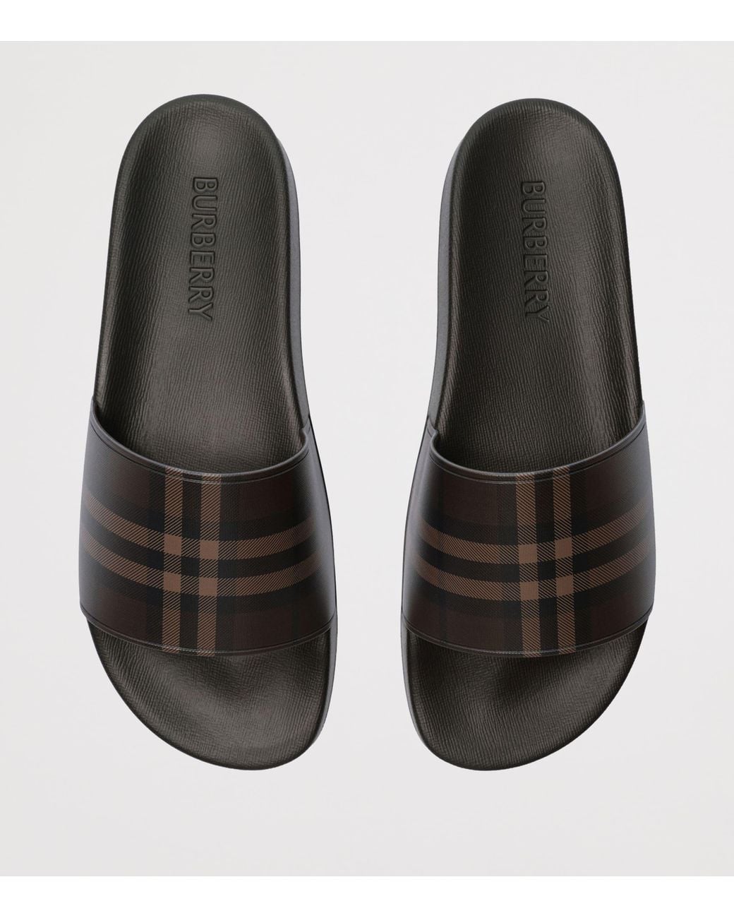 Burberry Brown Check Slides for men