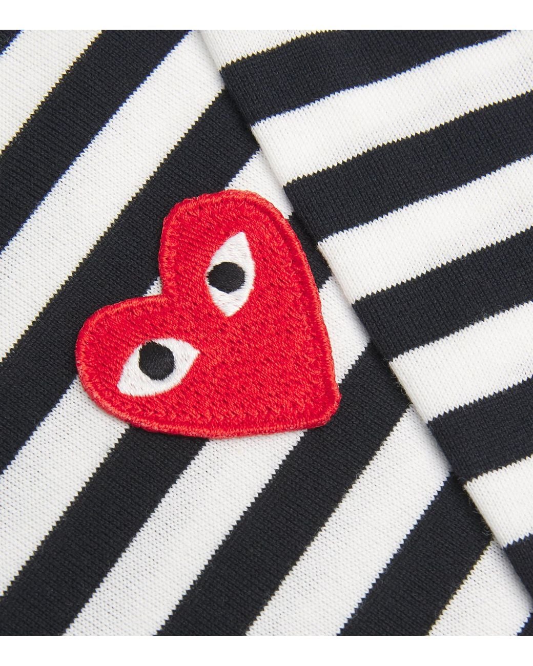COMME DES GARÇONS PLAY Blue Striped Heart Logo T-Shirt for men