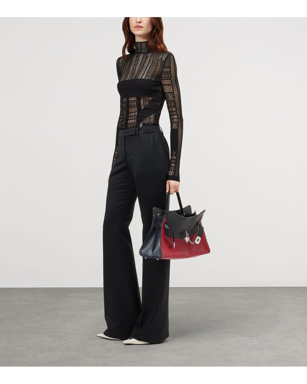 McQueen Black Wool Bootcut Trousers