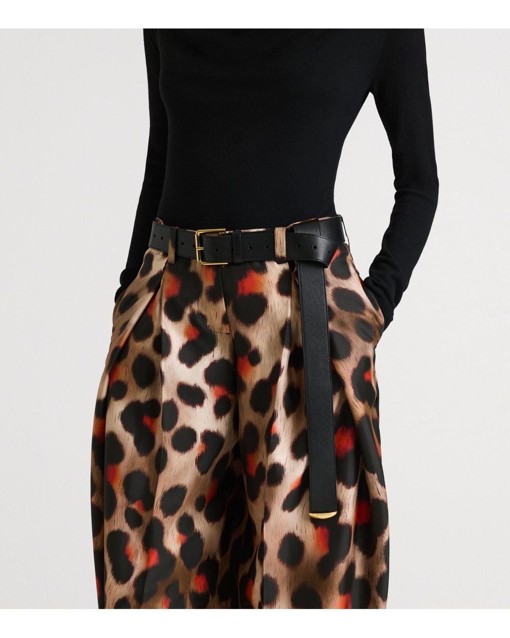 Givenchy Brown Silk Leopard Tailored Trousers