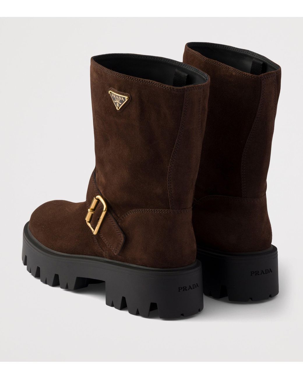 Prada Brown Suede Biker Boots