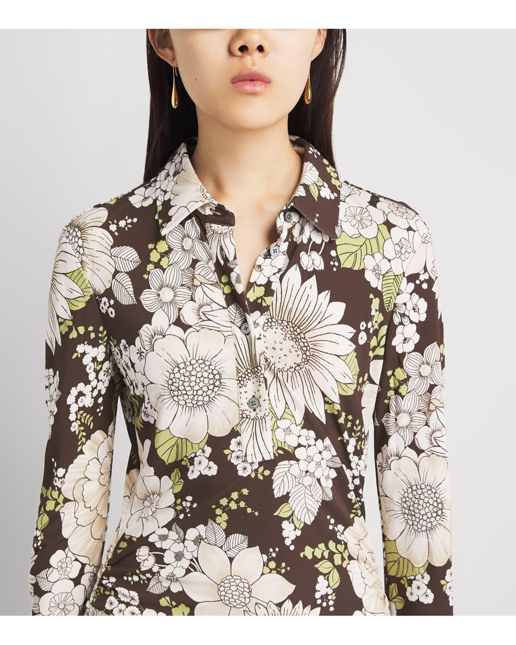 Tory Burch White Floral Midi Shirt Dress