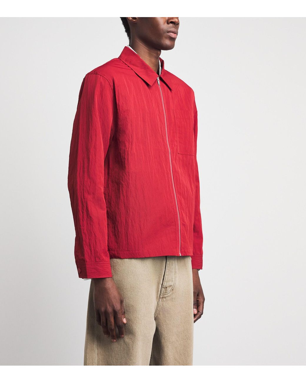 Wax London Red Crinkle Lytton Overshirt for men