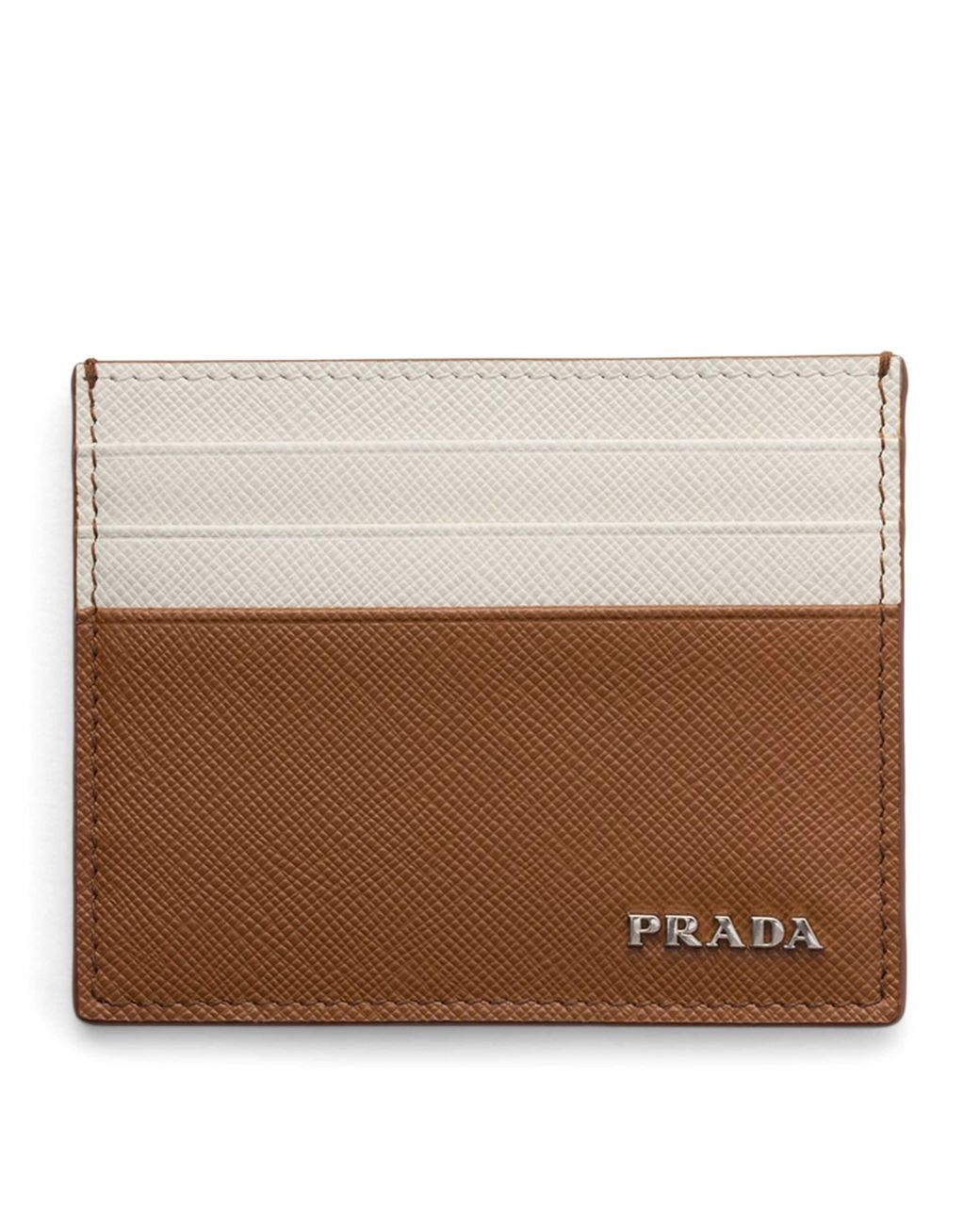 Prada Brown Saffiano Leather Card Holder for men