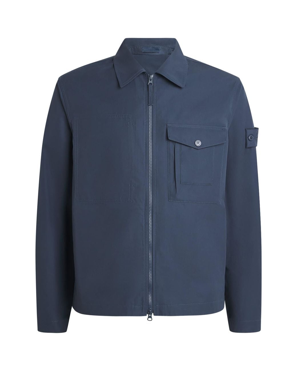 Stone Island Blue Cotton Canvas Ghost Overshirt for men