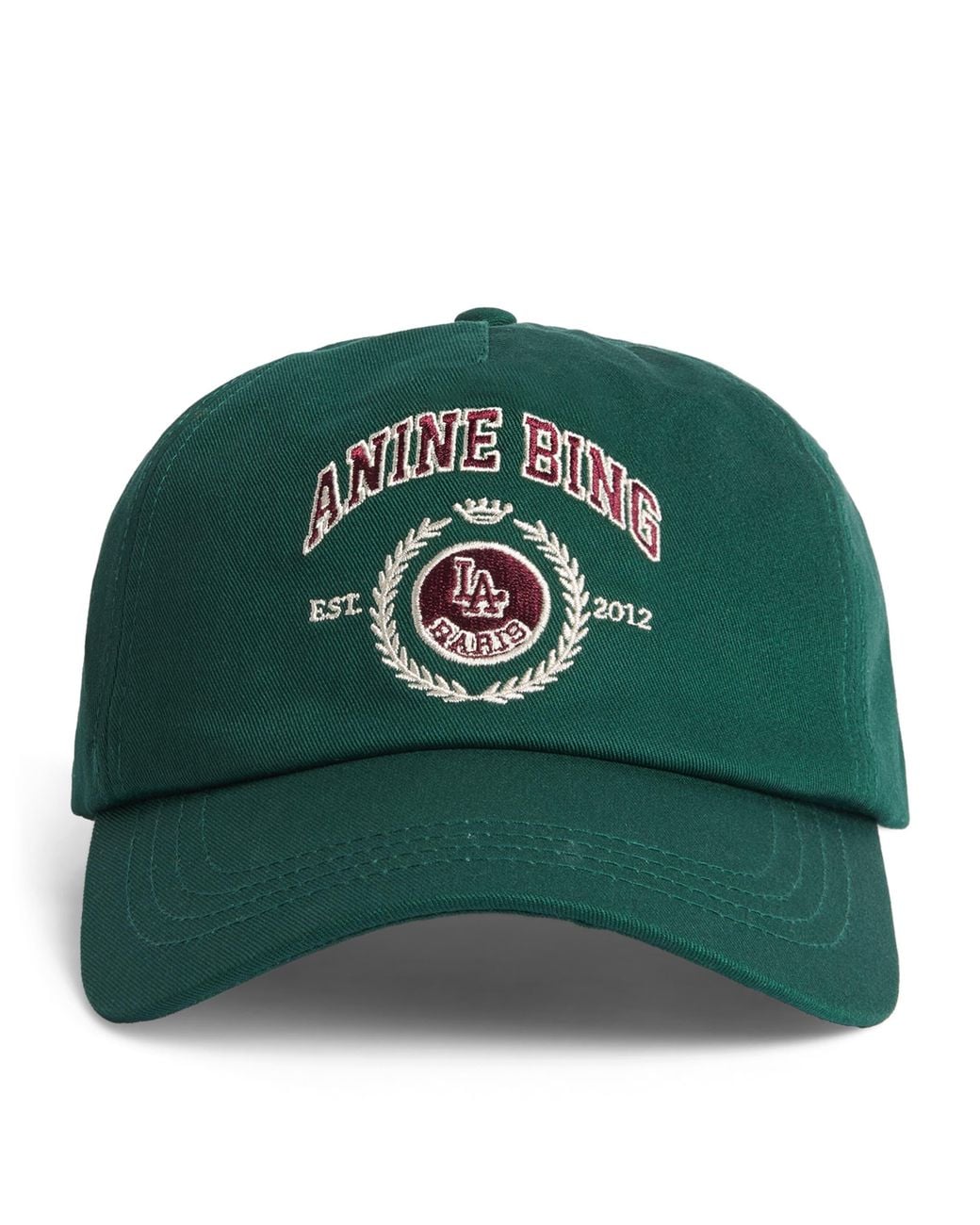 Anine Bing Green Embroidered Jeremy Baseball Cap