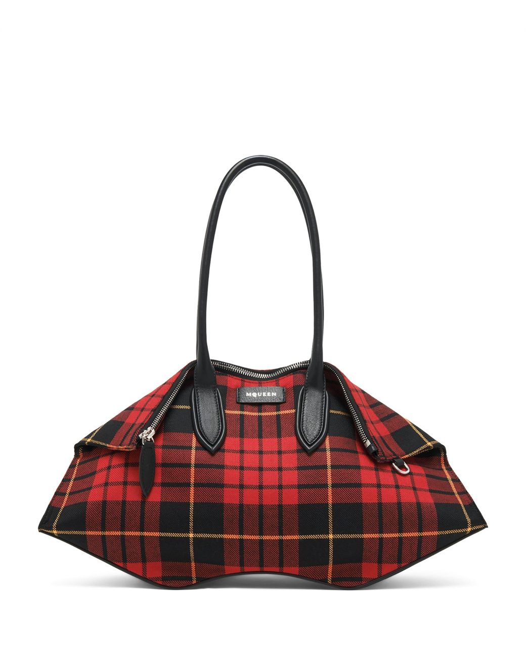 McQueen Red Check Manta Shoulder Bag