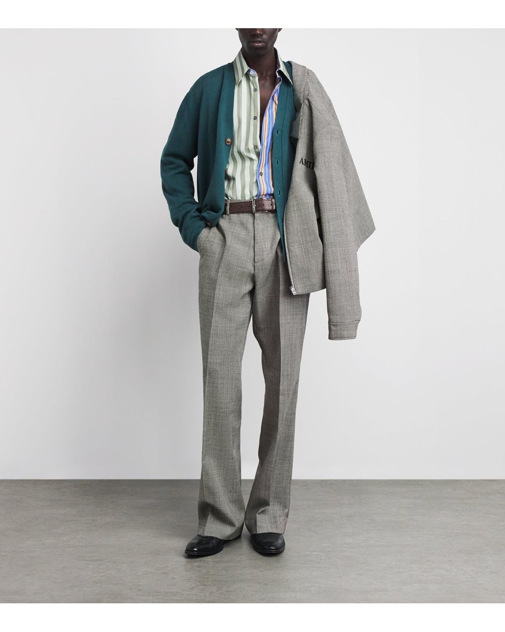 Amiri Gray Houndstooth Bootcut Trousers for men