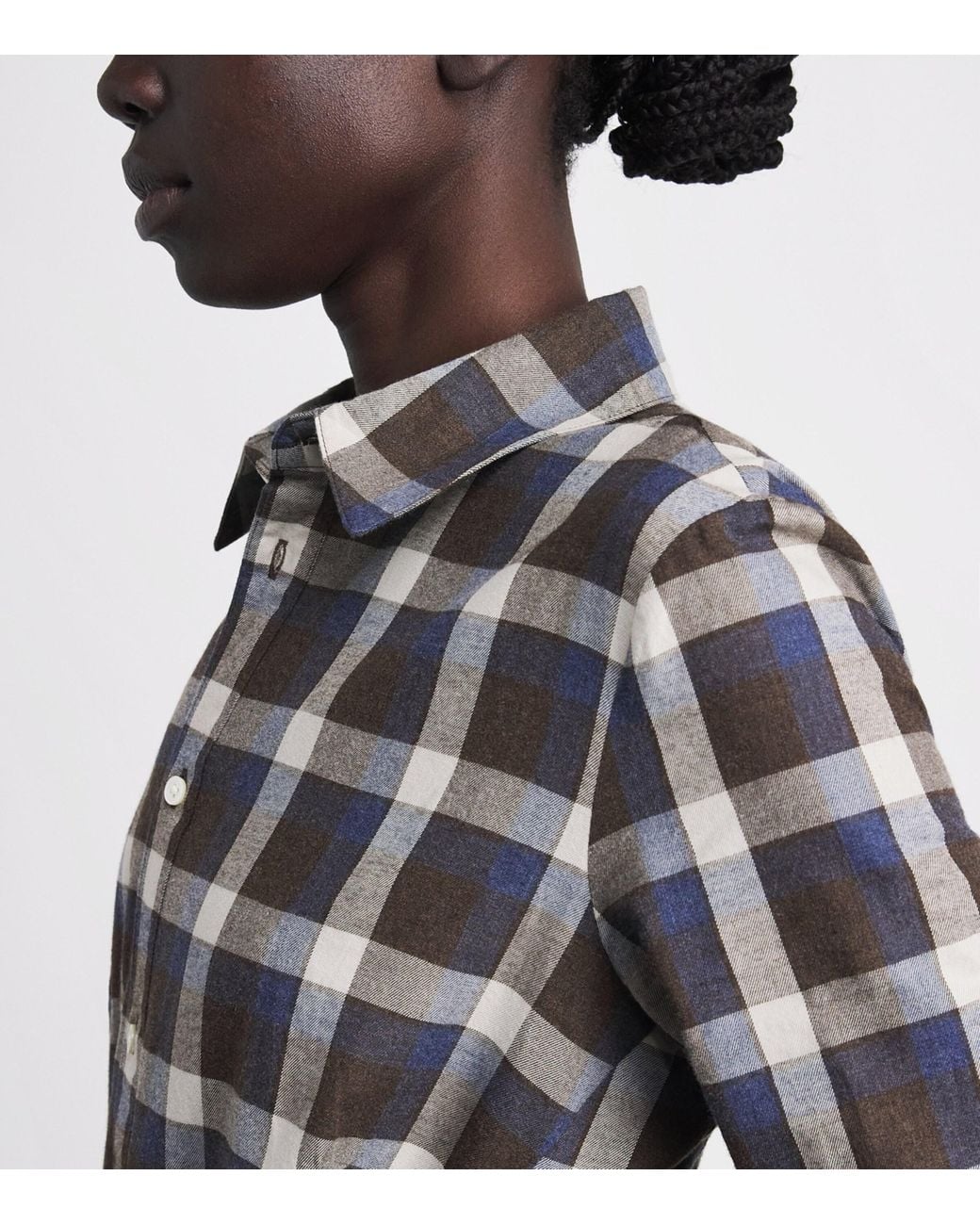 Polo Ralph Lauren Gray Cotton Plaid Midi Shirt Dress