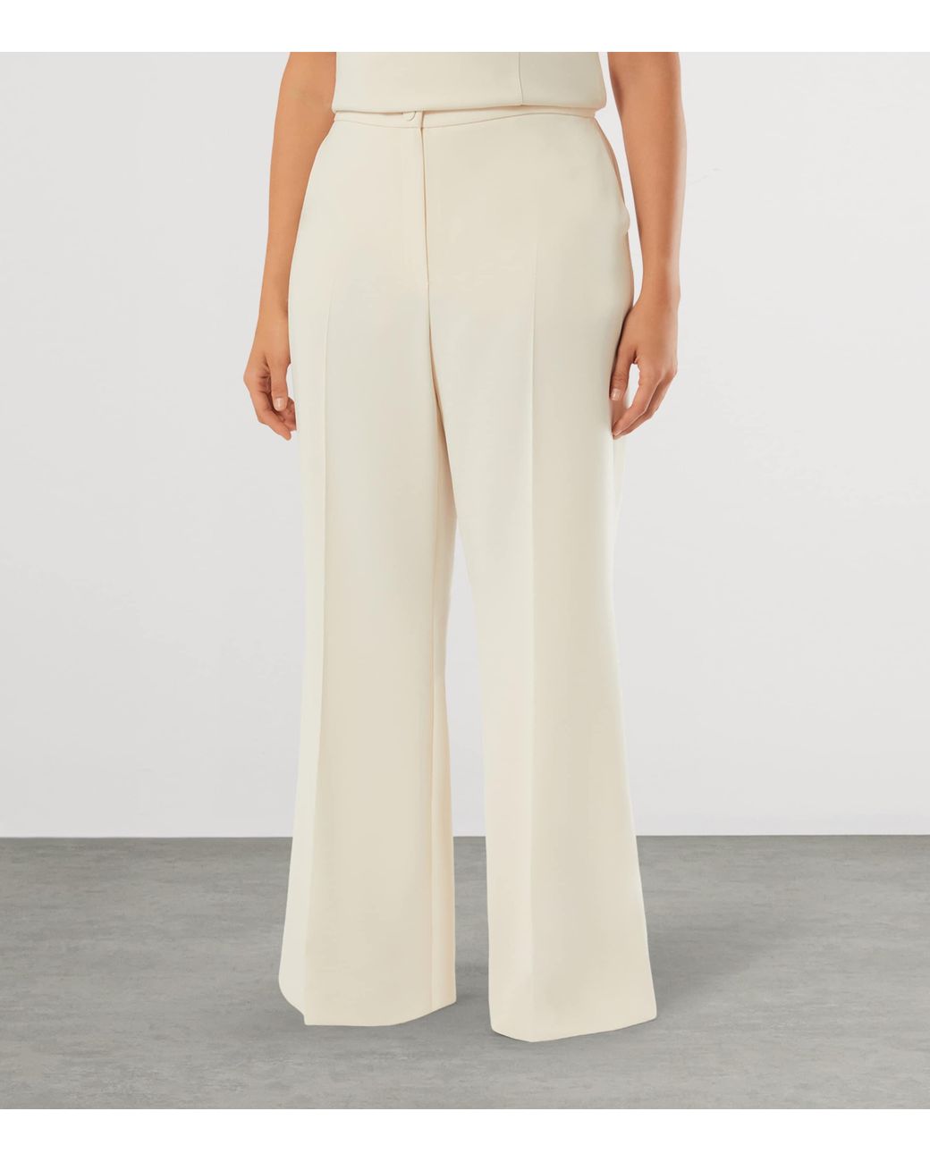 Marina Rinaldi White Meconagro Long Wide-Leg Trousers