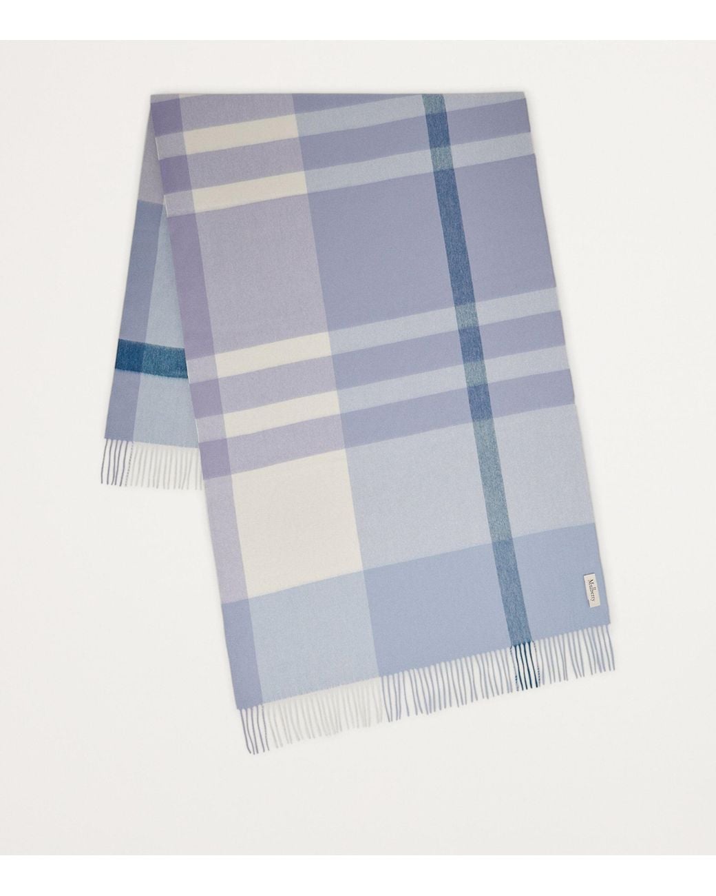 Mulberry Blue Large Merino Wool Check Scarf