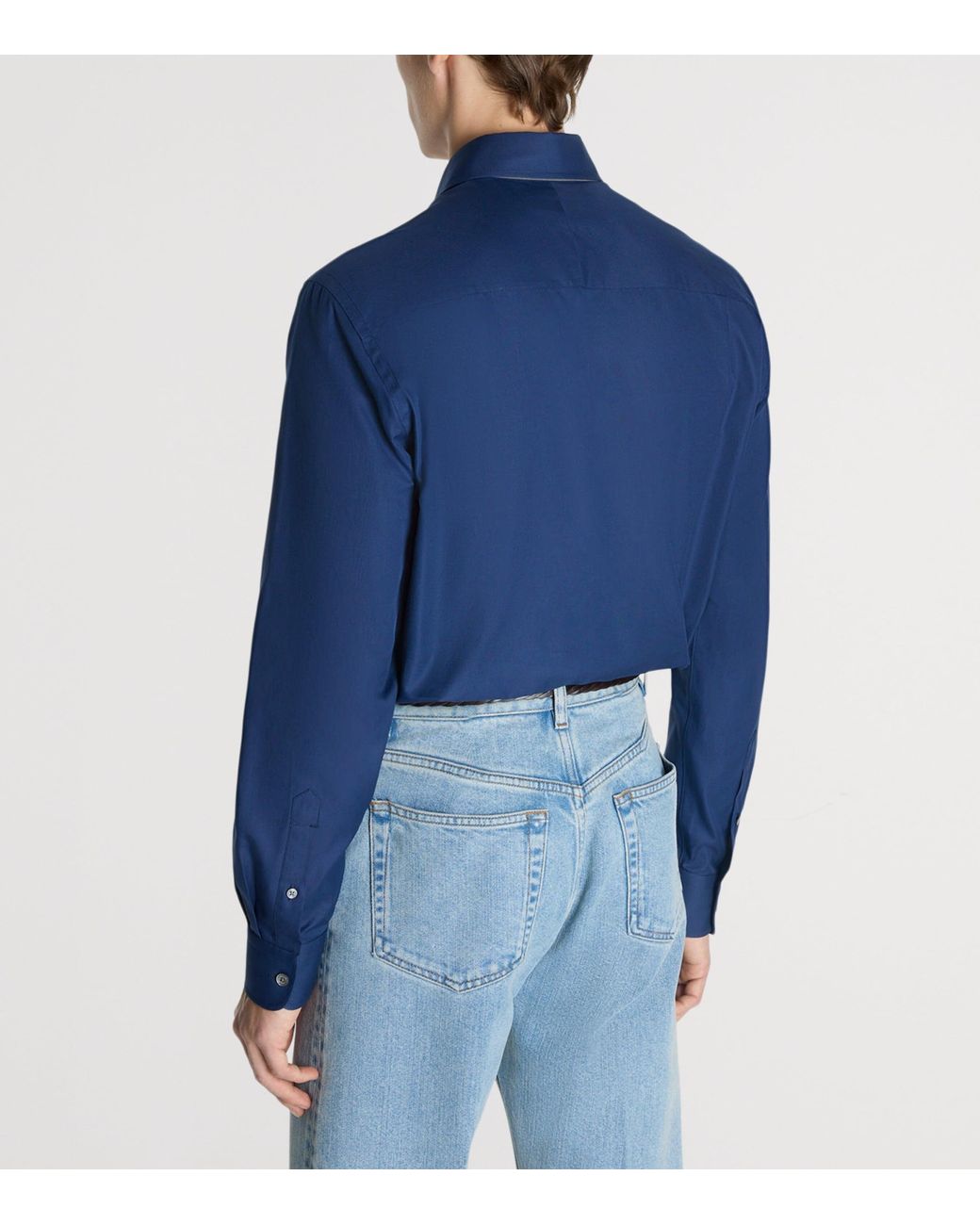Dunhill Blue Giza Cotton Formal Shirt for men