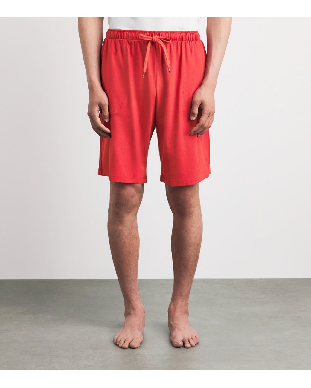 Derek Rose Red Micromodal Basel Sweatshorts for men
