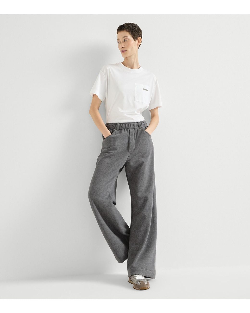 Brunello Cucinelli Gray Cotton French Terry Trousers