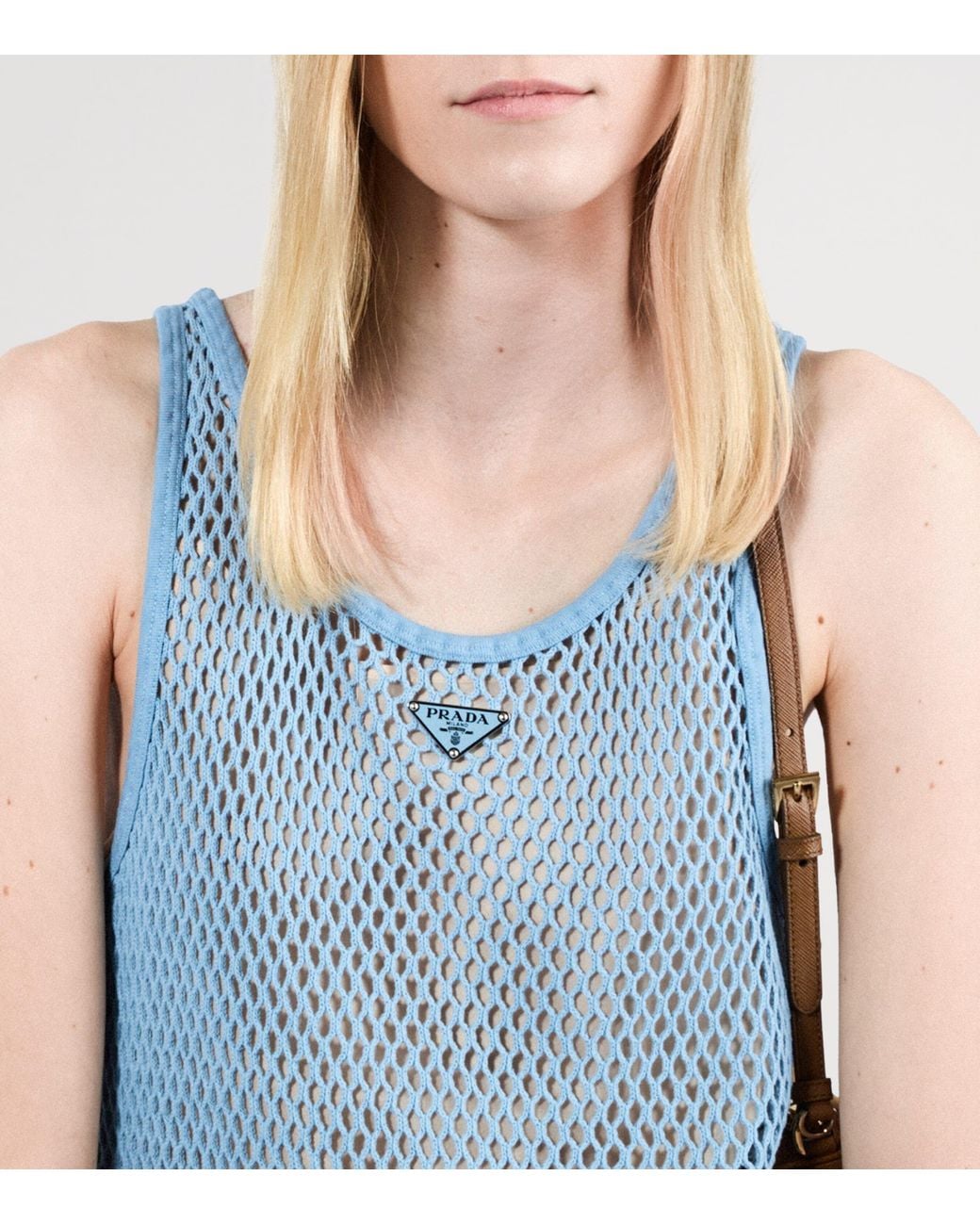 Prada Blue Cotton Mesh Mini Dress