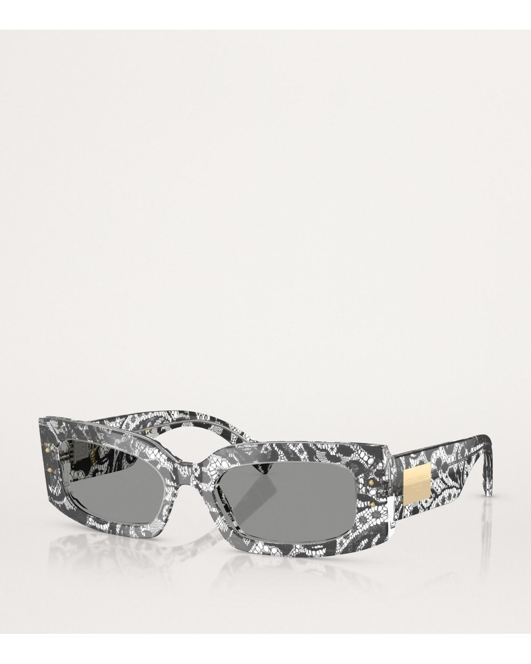 Dolce & Gabbana Gray Acetate Rectangular Sunglasses
