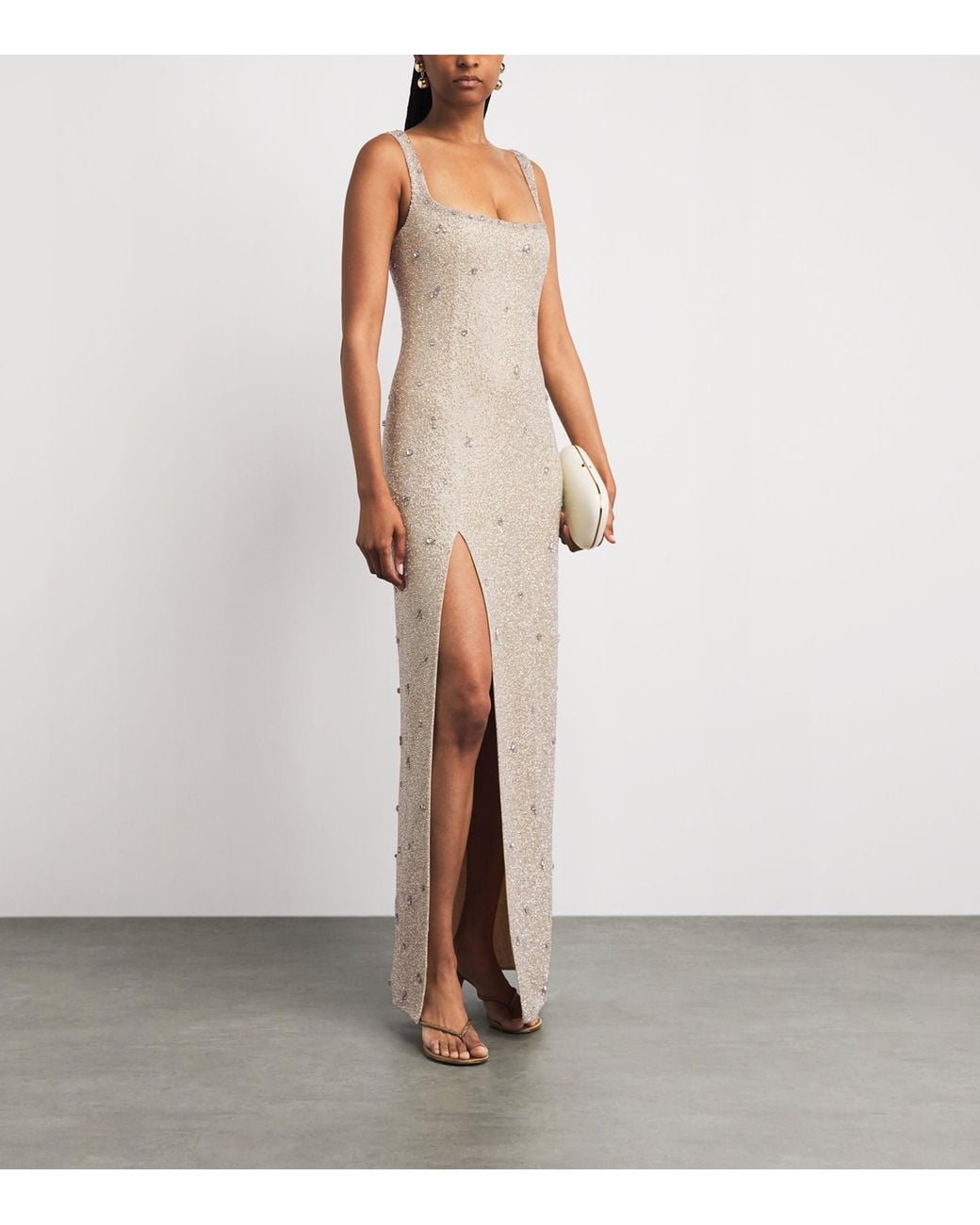 Clio Peppiatt White Embellished Pamela Midi Dress
