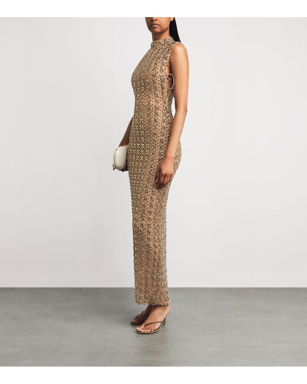 Rachel Gilbert Natural Embellished Indi Gown