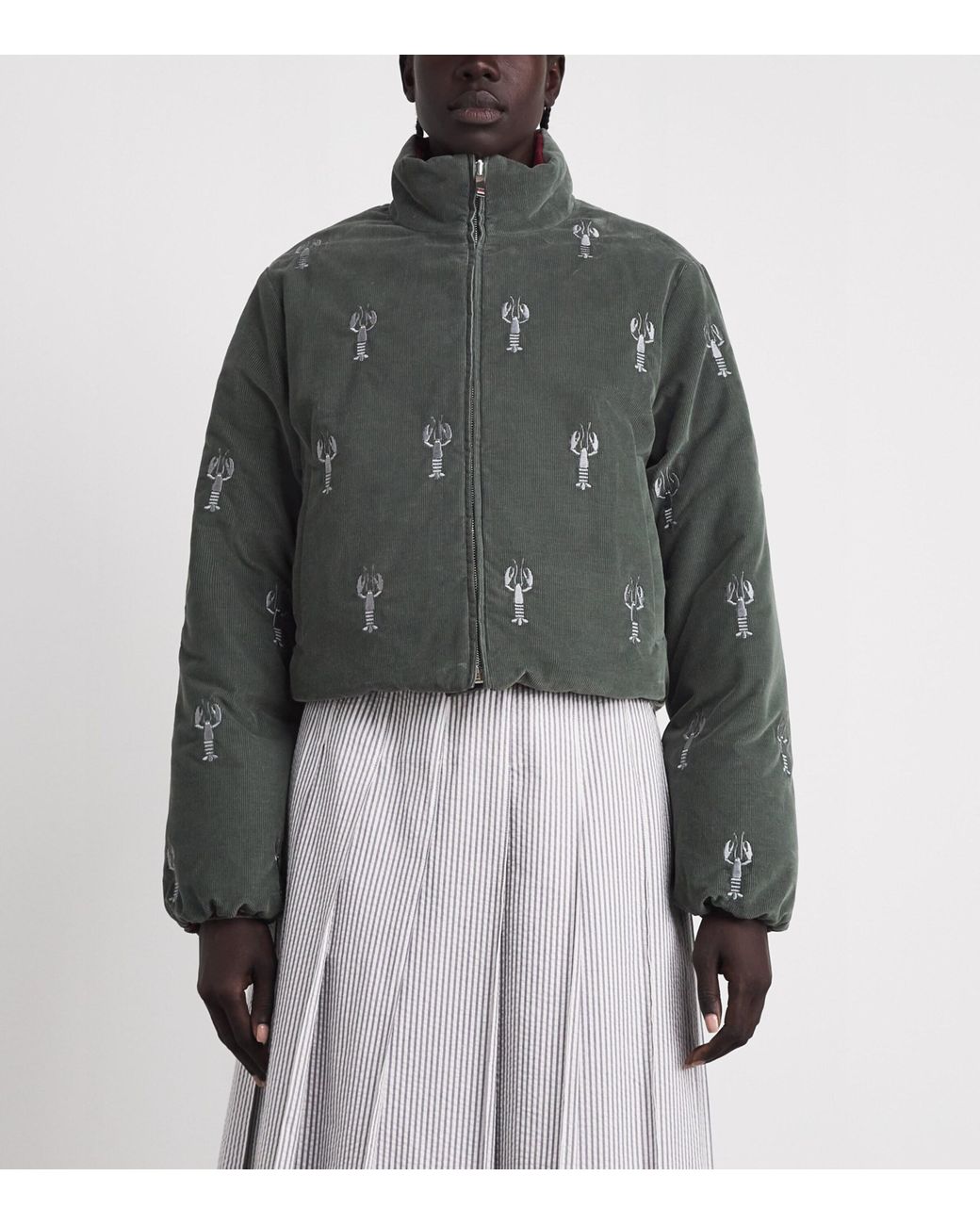 Thom Browne Gray Corduroy Reversible Down Jacket