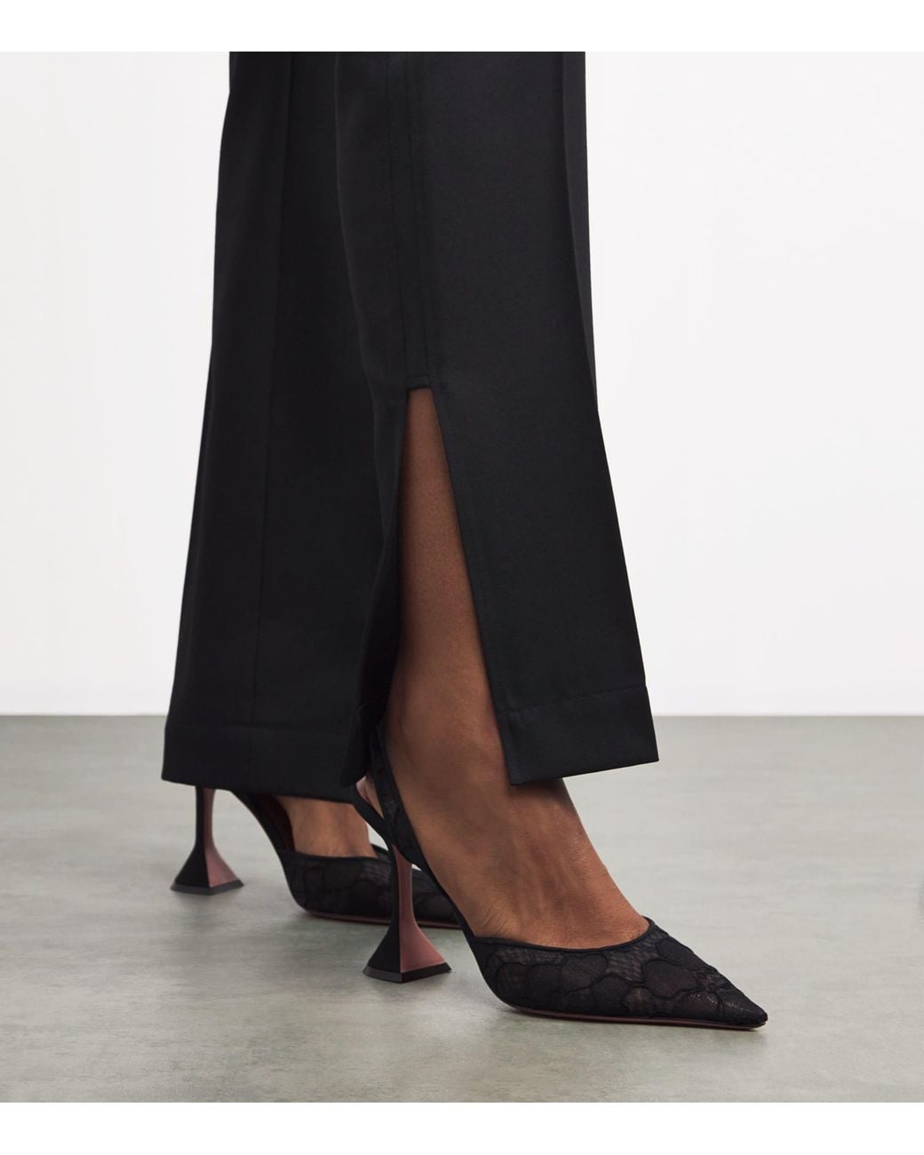 AMINA MUADDI Black Lace Holli Slingback Heels 95